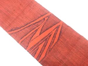 手織り真綿紬　抽象模様織り出し　名古屋帯